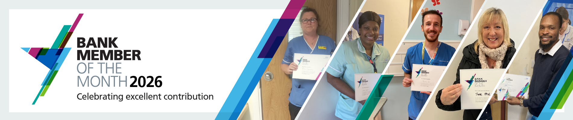 Female in conversation with another female. Female smiling. Male holding large wall clock.